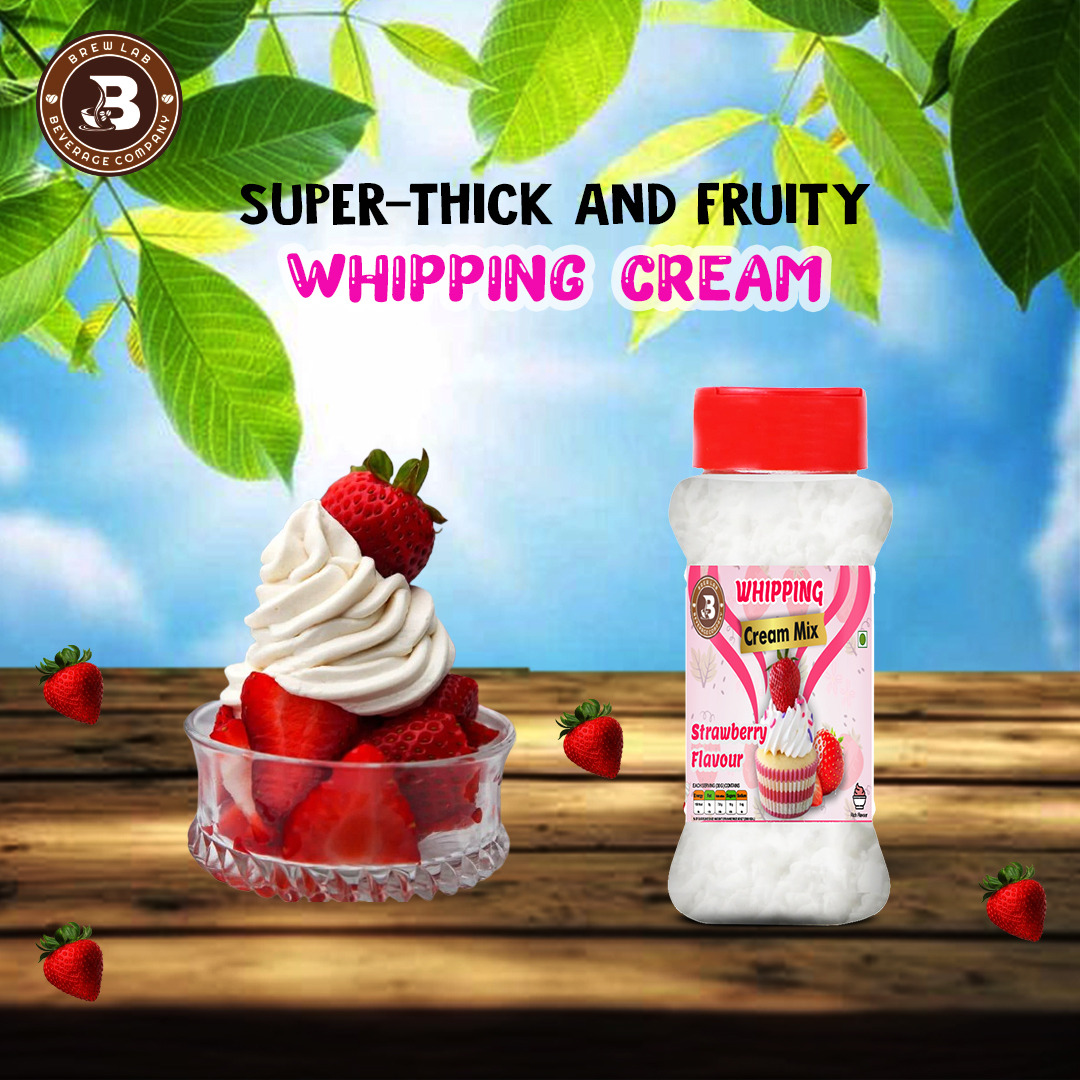 Brew Lab Whipping Cream Powder Mix Strawberry Flavour Perfect For Cake, Dessert, & More Topping (100 g, Strawberry)