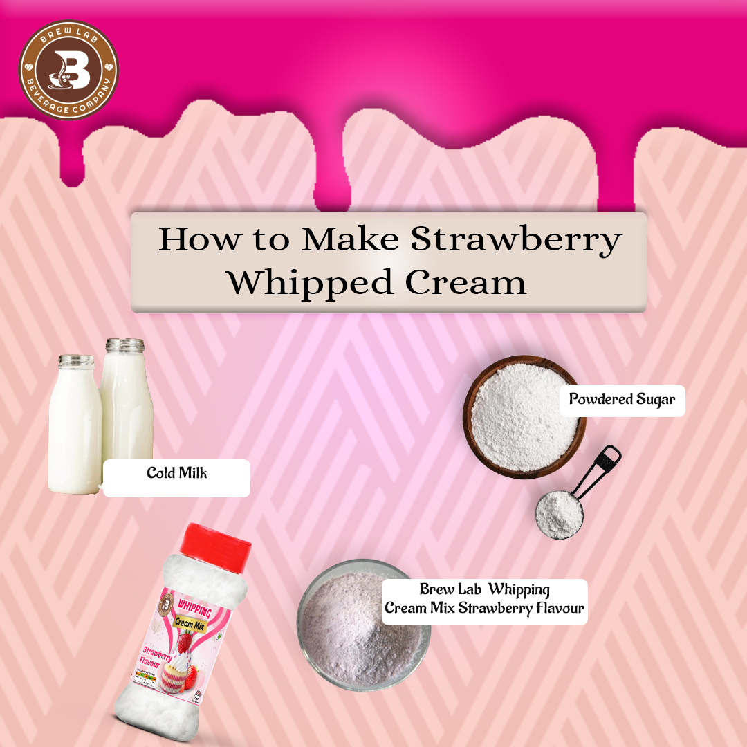 Brew Lab Whipping Cream Powder Mix Strawberry Flavour Perfect For Cake, Dessert, & More Topping (100 g, Strawberry)
