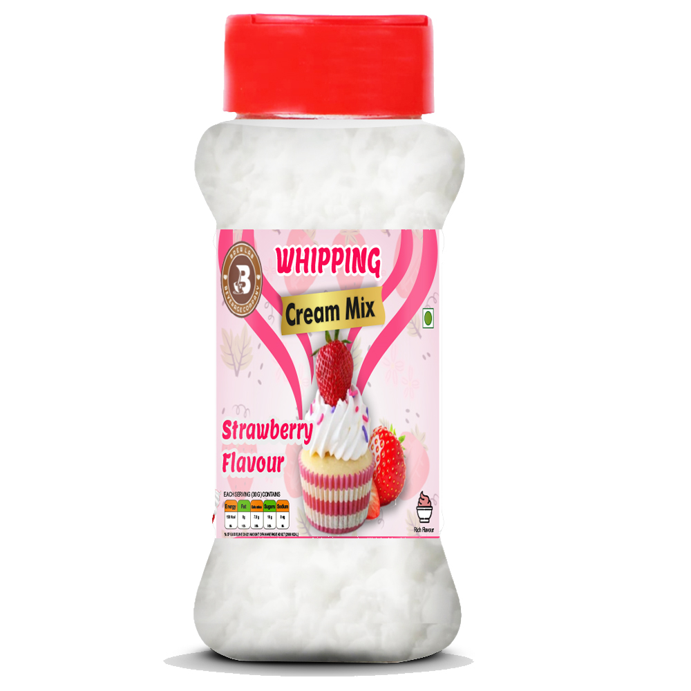 Brew Lab Whipping Cream Powder Mix Strawberry Flavour Perfect For Cake, Dessert, & More Topping (100 g, Strawberry)